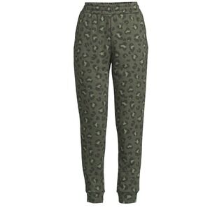 NWT Secret Treasures Womens Large Leopard Print Cuffed Sleep Pants Army Green